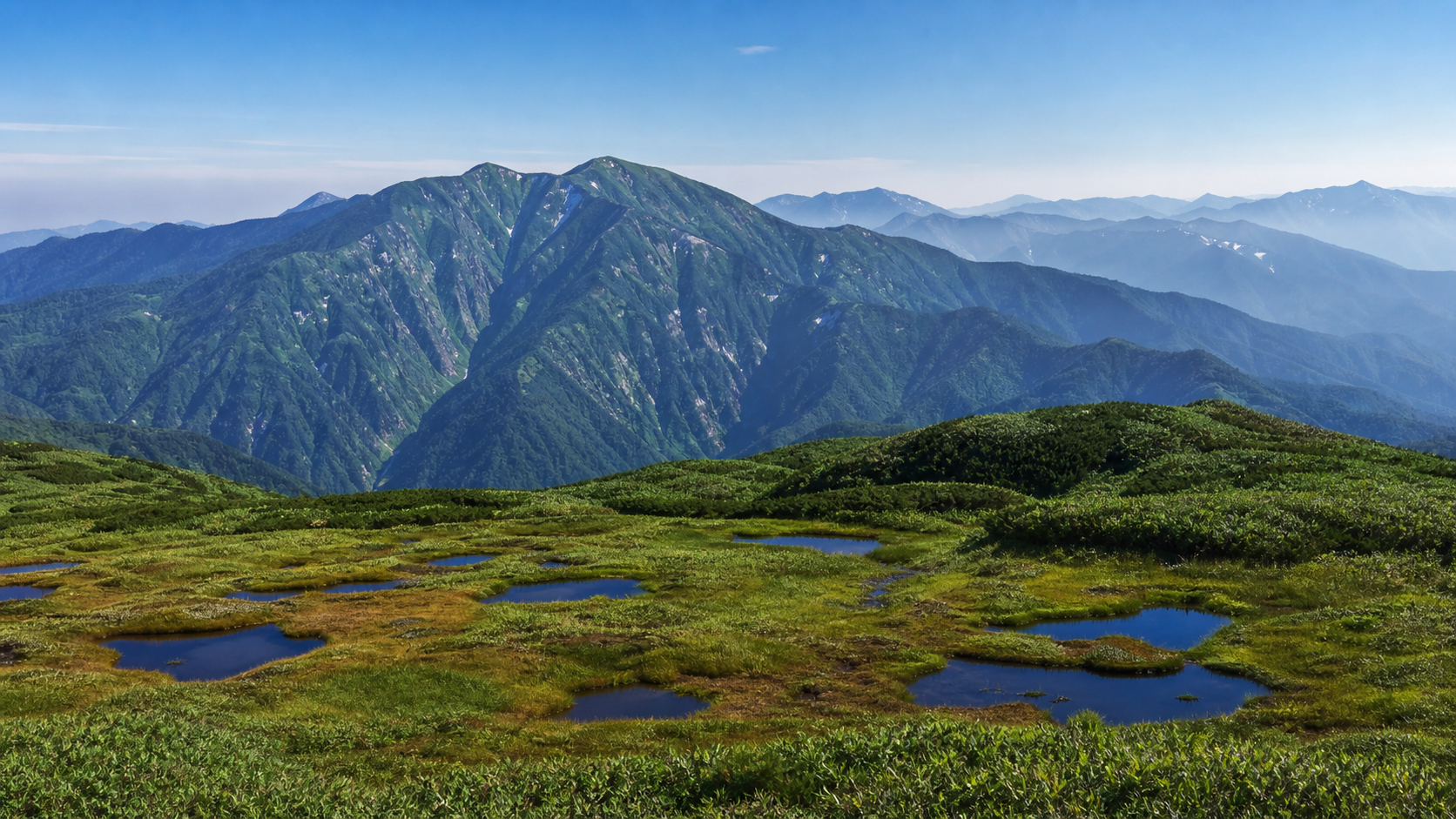高層湿原と火山地形を望む火打山のイメージ