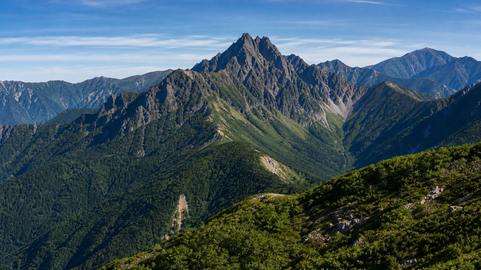 深い山域と岩稜を望む皇海山のイメージ